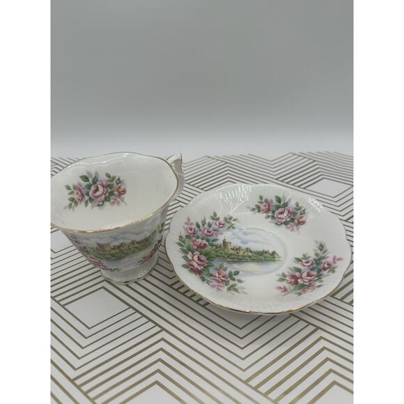 Royal Albert Bone China England Ancestral Series Pink Rose Pattern Footed Cup - Picture 7 of 7